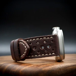 North's Nature Apple Watch Uyumlu Deri Kordon Ultra Acı Kahve Hakiki Deri saat kordonu Delikli