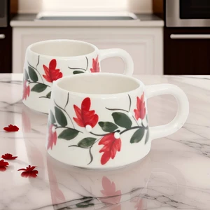 İlbay Çini Takı Ilbay Seramik 2 Li Klasik Turuncu Üzüm Bağı Kupa Bardak Mug