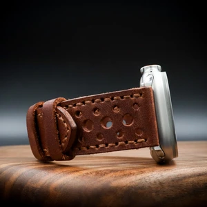 North's Nature Apple Watch Uyumlu Deri Kordon Ultra Kahve Hakiki Deri saat kordonu delikli