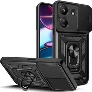 Xiaomi Redmi 13C Kılıf Standlı Manyetik Yüzüklü Kamera Sürgülü Ultra Koruma Tank Zırh Kapak