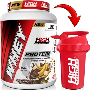 High Nutrition Whey Protein 960 gr Çikolata Muz Aromalı Protein Tozu 24 Gram Protein 32 Servis Shaker Hediye