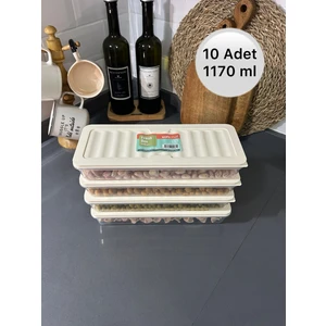 Markam Ek Buzdolabı Düzenleyici Buzdolabı Saklama Kabı Buzluk Kabı Krem - 1170 ml (10 Adet)