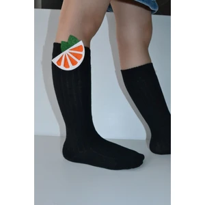 Kız Çocuk Limon Çilek Detay Dizaltı Çorap