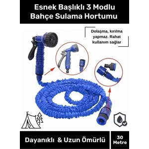 Özel Üretim Dolaşmaz Kırılmaz 7 Kademeli Uzayan Bahçe Sulama Araç Yıkama Tabancalı 30 Metre Hortum