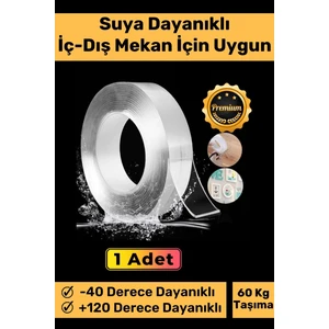 Deluxe Ultra Güçlü Yüksek Mukavemetli Nano Teknolojili Çift Taraflı Doku Şeffaf 3 mt Bant