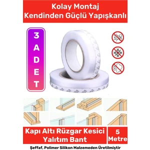 Rüzgar Kesici Ses Böcek Toz Önleyici Yalıtım Kapı Pencere Isı Izolasyon Şeffaf Şerit Bant 5mt 3 Adet