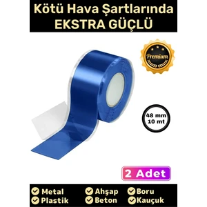 Güçlü Su Geçirmez Sızdırmaz Mavi Renk Çok Amaçlı Tamir ve Izolasyon Bandı 48MM x 10M - 2 Adet