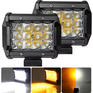 Off Road 18 W Çift Sıra 12 Led Beyaz Turuncu 10 cm 2'li