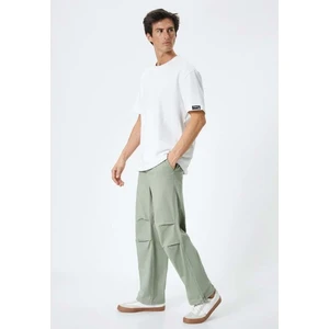 Oversize Paraşüt Pantolon Kargo Cep Detaylı - Koton - 4SAM40051HW - Haki - 38