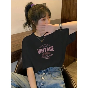 Kadın Siyah  Vintage Leage 1990 Baskı Oversize Tişört