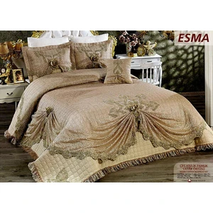 Baladi Home Çeyizlik Yatak Örtüsü ( 4 Parçalı Set ) Fransız Dantelli ve Kapitoneli Yüksek Kalite