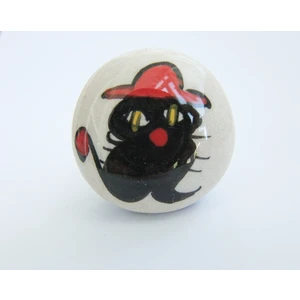 Lilys Seramik Başlıklı Siyah Kedi Desenli Zeytinyağı/şarap Şişesine Uygun Mantar Kapak  (28MMX18MM H40MM)