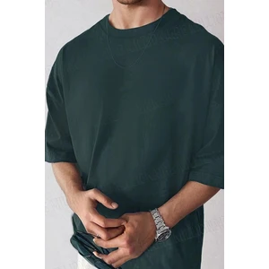 Teenage Millionaire Erkek Petrol Yeşili Basic Düz Baskısız Oversize Salas Boyfriend T-Shirt