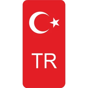 1000NAR Plaka Tr Damla Etiket Türk Bayrağı 2'li / Tr Damla Sticker Su Geçirmez Solmaz 40 x 95 mm