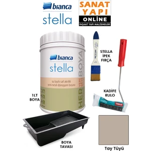 Stella Boya 4 Parçalı Set ( 1lt Boya - Boya Tavası- Stella Ipek Fırça - Kadife Rulo )
