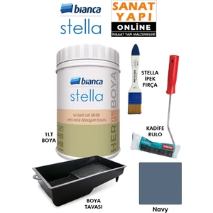 Stella Boya 4 Parçalı Set ( 1lt Boya - Boya Tavası- Stella Ipek Fırça - Kadife Rulo )