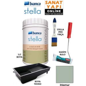 Stella Boya 4 Parçalı Set ( 1lt Boya - Boya Tavası- Stella Ipek Fırça - Kadife Rulo )