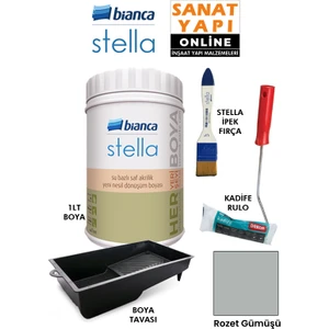 Stella Boya 4 Parçalı Set ( 1lt Boya - Boya Tavası- Stella Ipek Fırça - Kadife Rulo )