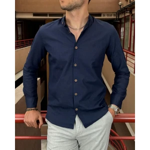 Erkek, Slim Fit, Dar Kesim, Hakim Yaka, Old Money Culture, Pamuklu, Keten Dokuma Gömlek 24INPG09