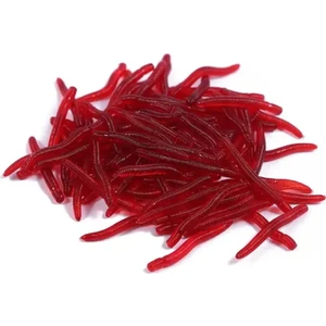 Kokulu Silikon Solucan - 3.5 cm Uzunluğunda 100 Adet - Yapay Solucan - Balık Yemi
