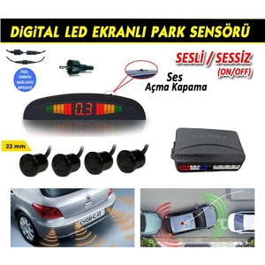 Guard Park Sensörü Soketli LED Ekranlı Ses Ikazlı - Ses Kontrollü Siyah (22MM)