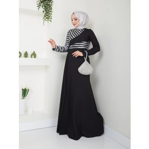 Ayşe Melek Tasarım Pul Payet Pelerinli Tesettür Balık Abiye Elbise 2711