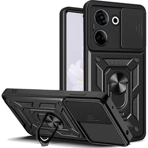 Tecno Camon 20 Pro 5g Kılıf Standlı Manyetik Yüzüklü Kamera Sürgülü Ultra Koruma Tank Zırh Kapak