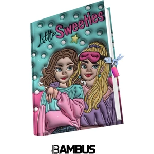 Bambus Home 3 Boyutlu Baskılı Sert Karton Kapak Kilitli Hatıra Defteri Günlük Anı Defteri