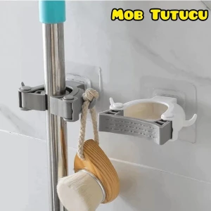 3 Adet Çok Amaçlı Paspas ,süpürge, Fırça ve Mob Askısı Sap Paspas Tutucu Mutfak ve Banyo Askısı
