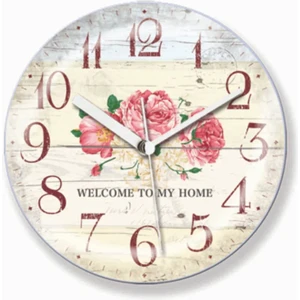 Pembe Güllü Welcome To My Home Buzdolabı Mutfak Mıknatıslı Duvara Asılabilen Saat