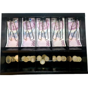 Komple Metal Kırılmaz Çekmece Ici Para Düzenleyici 5 Banknot 5 Bozuk Kırılmaz Para Bölmeli 38,5 x 27,5 x 6 cm