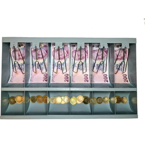 Komple Metal Kırılmaz Çekmece Ici Para Düzenleyici 6 Banknot 6 Bozuk Kırılmaz Para Bölmeli 50.5 x 27,5 x 6 cm