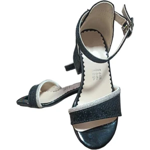 Meliten Kids Kız Çocuk Yeni Model Siyah Şeffaf Taş Detaylı Topuklu Ayakkabı