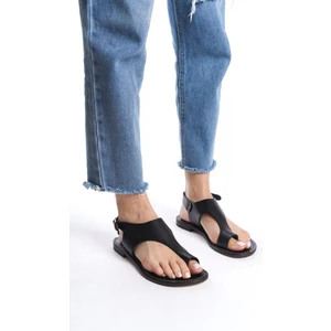 Bodrum Sandalet Konik Deri El Yapımı Kadın Düz Sandalet