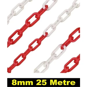25 mt Plastik Zincir 8 mm Kırmızı Beyaz Yağmur Oluk Zinciri Pilastik Zincir
