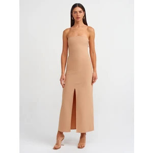 90758 Straplez Elbise-Bej