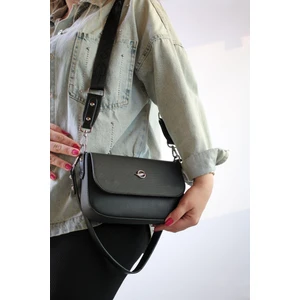 Galb Leather Orta Boy Çok Bölmeli Kapaklı 2 Askılı Şık Kadın Omuz Çantası 23CM-14CM 4090