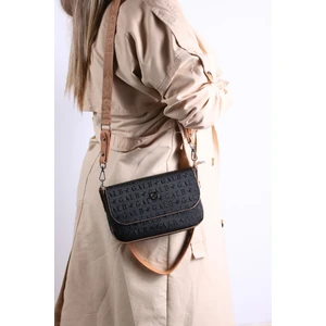 Galb Leather Orta Boy Çok Bölmeli Kapaklı 2 Askılı Şık Kadın Omuz Çantası 23CM-14CM 4090