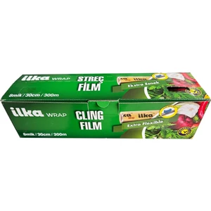 Ilka Şeffaf Mutfak Rulo Streç Film Folyo - 30 Cm. x 300 Metre - Gıdaya Uygun