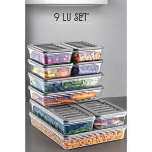 Ny Home 9 Lu Set Freshbox Mikrodalga ve Difrize Uygun Saklama Kabı Gri
