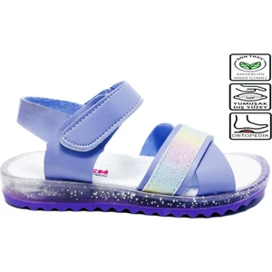 Arz1098 Kız Çocuk Çapraz Bantlı Ortopedik Sandalet  Lila