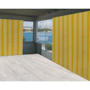 Ceylan Home Balkon Perdesi Her Ölçüde Özel Dikim Sarı Beyaz Çizgili