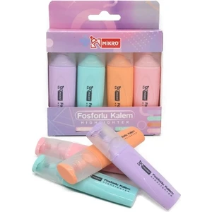 Mini Fosforlu Kalem Seti Pastel Renkler 4'lü
