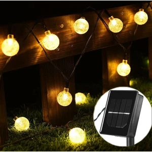 Sge Teknoloji Kristal 8 Modlu Güneş Enerjili 6 Metre 30 LED Sarı Bahçe Teras Parti Balkon Süsü Aydınlatma Lambası