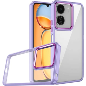 Case World Xiaomi Redmi 13C Kapak Metal Kamera Korumalı Arkası Şeffaf Silikon Kılıf - Lila