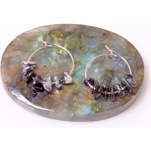 Taş Sandığı Obsidyen Taşı Çelik Halka Küpe - Kar Tanesi Obsidyen