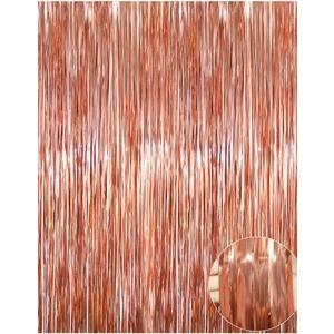 Parti Furyası Rosegold Püsküllü Kapı ve Duvar Fon Perdesi Metalize Işıltılı Arka Fon Dekor Süsü ( 100*200 Cm)