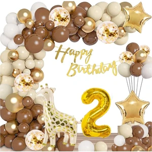 Parti Furyası Doğum Günü 2 yaş Kutlama Balon Seti,retro Renkler Doğum Günü Balon Zincir Set Parti Eğlence