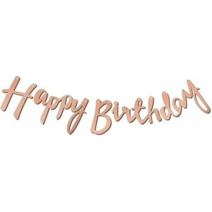 Parti Furyası Rose Gold Happy Birthday Banner Kaligrafi Yazı Metalik +Happy Birthday Asma Süs