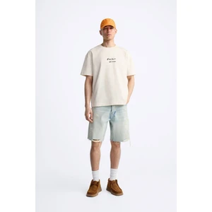 The Champ Clothing The Champ Bisiklet Yaka Palmiye Baskılı Oversize Bej Erkek T-Shirt
